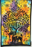 Tie Dye Tapestry tree of life tapestries psychedelic elephant Tapestry-Jaipur Handloom