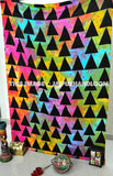 Tie dye psychedelic triangles tapestry hippie college room wall hanging-Jaipur Handloom