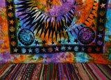 Tie dye tapestry Celestial Sun and Moon Tapestry Wall Hanging Dorm room-Jaipur Handloom