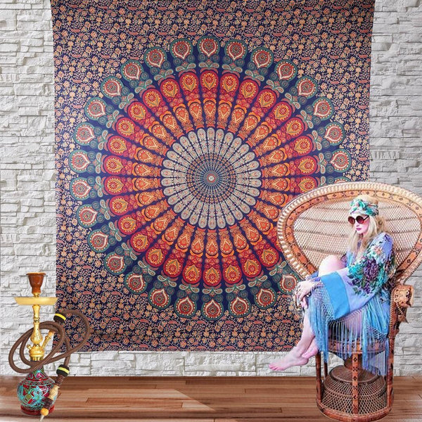 Top Selling Peacock Mandala Tapestry Wall hanging Indian Mandala Wall Art-Jaipur Handloom