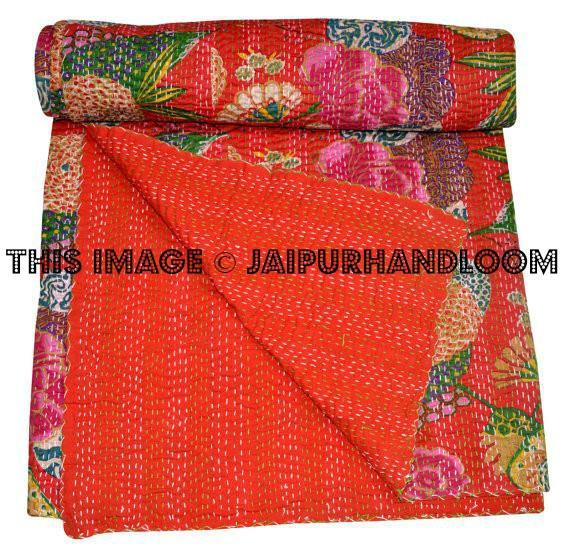 Tropicana Kantha Quilt Queen Size Kantha Bedding Sofa Throw Cover