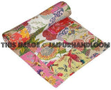 Tropicana Patchwork Kantha Throw Bohemian Quilted Bedding Kantha Bedspread-Jaipur Handloom