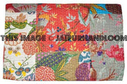 Tropicana Patchwork Kantha Throw Bohemian Quilted Bedding Kantha Bedspread-Jaipur Handloom