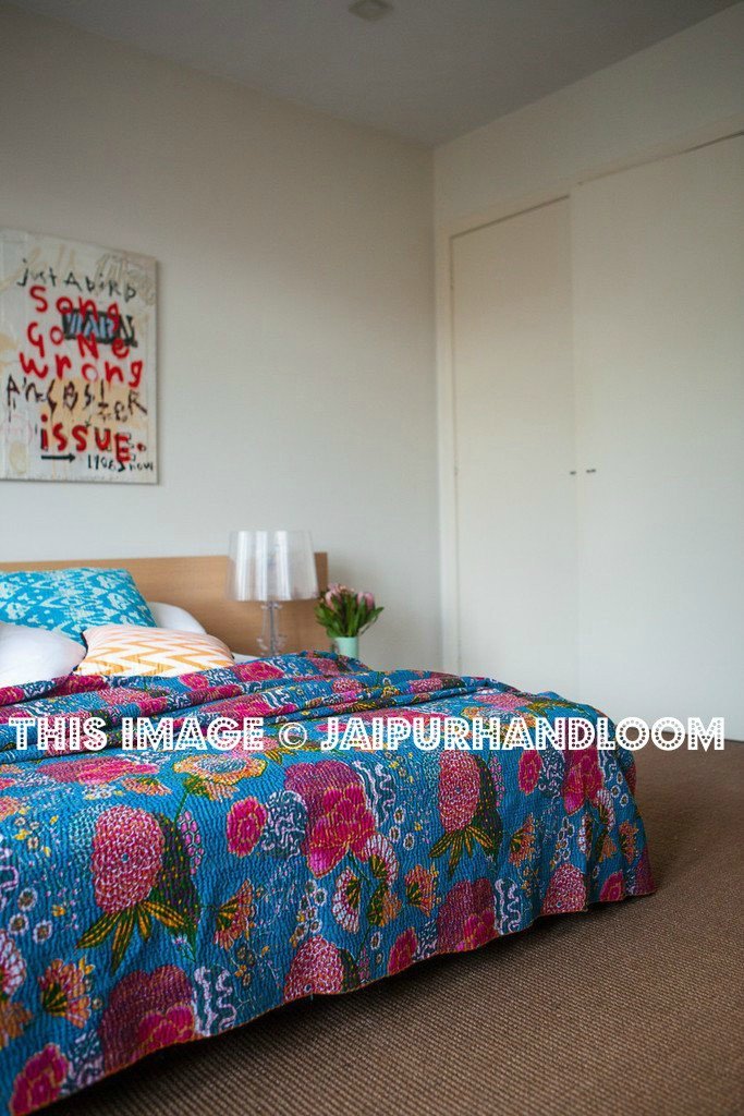 Tropicana Queen Quilt - turquoise blue