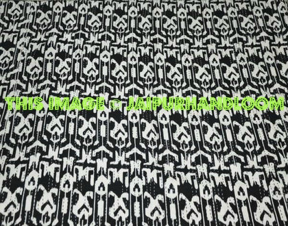 Twin Ikat Bedspread, Kantha Quilt, Twin Quilt, Kantha Blanket, Kantha Bedspread, kantha Bed Cover, Ikat Quilt, Ikat bedding, Kantha Quilts-Jaipur Handloom