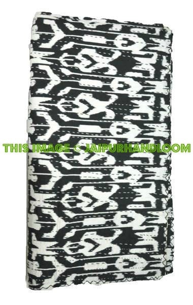 Twin Ikat Bedspread, Kantha Quilt, Twin Quilt, Kantha Blanket, Kantha Bedspread, kantha Bed Cover, Ikat Quilt, Ikat bedding, Kantha Quilts-Jaipur Handloom