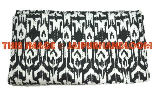 Twin Ikat Bedspread, Kantha Quilt, Twin Quilt, Kantha Blanket, Kantha Bedspread, kantha Bed Cover, Ikat Quilt, Ikat bedding, Kantha Quilts-Jaipur Handloom