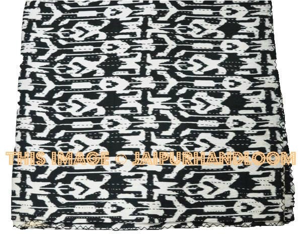 Twin Ikat Bedspread, Kantha Quilt, Twin Quilt, Kantha Blanket, Kantha Bedspread, kantha Bed Cover, Ikat Quilt, Ikat bedding, Kantha Quilts-Jaipur Handloom