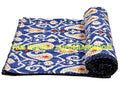 Twin Ikat Quilt, Kantha Quilt, Kantha Bedspread, Kantha Throw, Ikat Bedspread, Twin Kantha Bed Cover, Twin Coverlet, Ikat Bed Cover Bedding-Jaipur Handloom