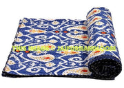 Twin Ikat Quilt, Kantha Quilt, Kantha Bedspread, Kantha Throw, Ikat Bedspread, Twin Kantha Bed Cover, Twin Coverlet, Ikat Bed Cover Bedding-Jaipur Handloom