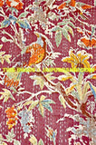 Twin Kantha Quilt in Bird, Floral Quilt, Kantha Blanket, Kantha Bedspread, Twin Bedspread, Bed Cover, Indian Bedspread, Bedding, Coverlet-Jaipur Handloom