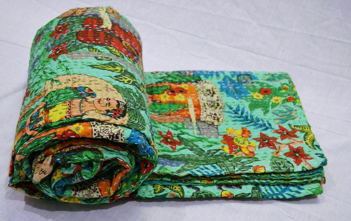 90 X 60 inches Kantha Throw Blanket