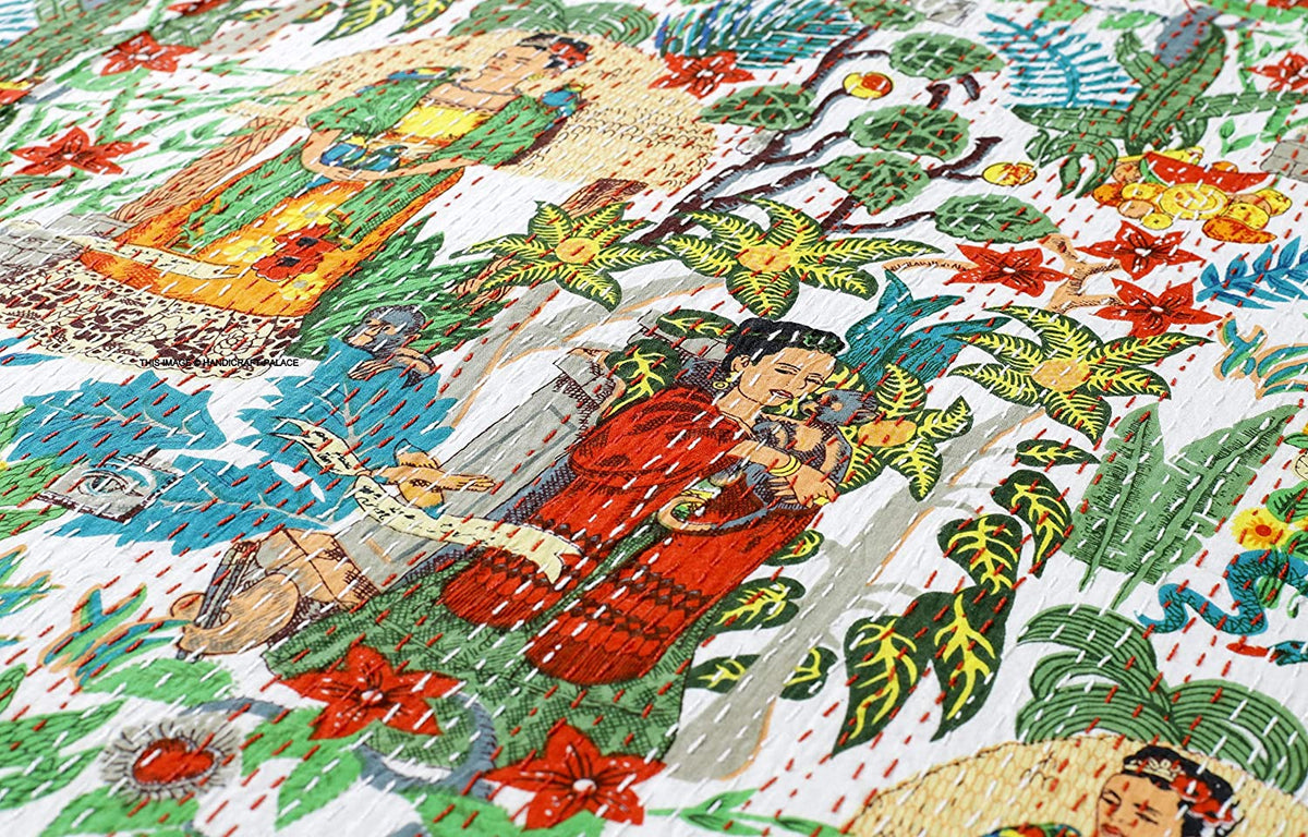 Frida Kahlo Kantha Baby Blanket Twin Size