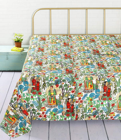 Twin Size Frida Kahlo Kantha Bedspread