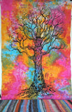Twin Tree Of Life Tie Dye tapestry Hippie Tapestries college dorm Tapestry-Jaipur Handloom