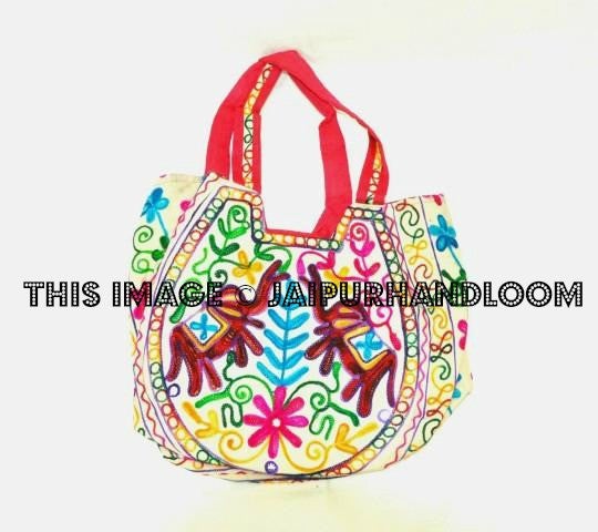 Two Elephants Handmade Women's Handbag Tote Ethnic Shoulder Boho Bag-Jaipur Handloom