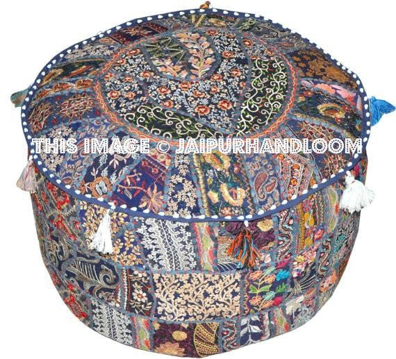 Upholstered Ottomans, Stools and Poufs-Jaipur Handloom