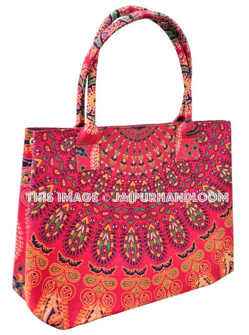 Hippie Handmade Shoulder Beach Bag Tote Boho Chic Patchwork Embroidered  Purse Red