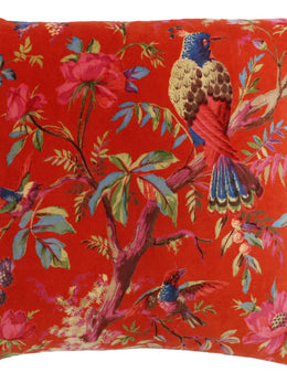 Velvet Pillow In Bird Print, Velvet Decorative Throw Pillow