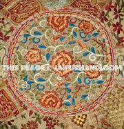 Vintage Bohemian Embroidered Pouf Ottoman Footstool Cover-Jaipur Handloom
