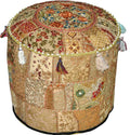 Vintage Bohemian Pouf Ottoman Footstool Cover