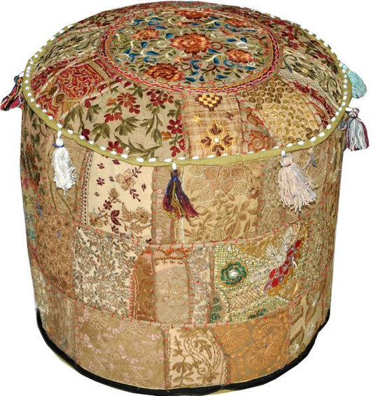 Vintage Bohemian Pouf Ottoman Footstool Cover