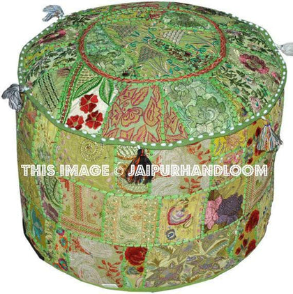 Vintage Embroidered Pouf ottoman stool pouffe