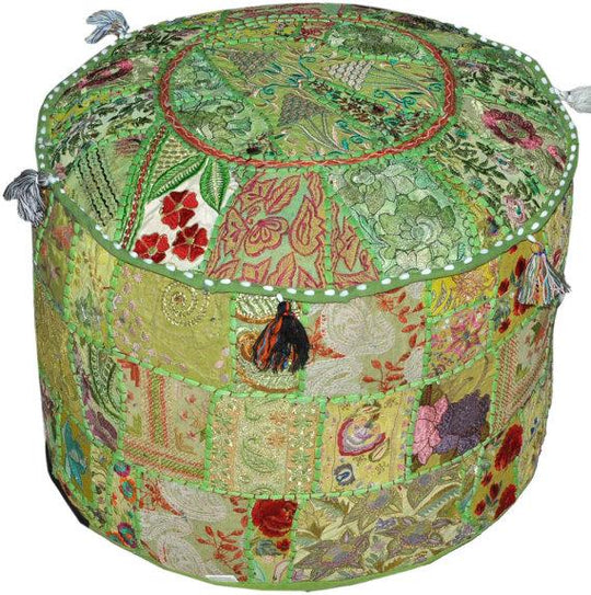 Vintage Embroidered Pouf ottoman stool pouffe