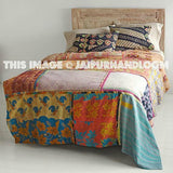 Vintage Kantha Patchwork Quilt Blanket Throw Queen Bedding-Jaipur Handloom