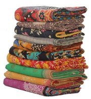 Vintage Kantha Quilt Wholesale - 10 pc lot of vintage sari kantha quilt throw-Jaipur Handloom