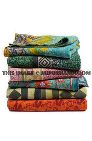 Vintage Kantha Throw India Sari Kantha Quilt set of 3 throws-Jaipur Handloom
