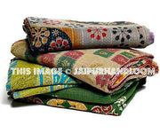 Vintage Kantha Throw India Sari Kantha Quilt set of 3 throws-Jaipur Handloom