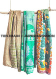 Vintage Kantha Throw India Sari Kantha Quilt set of 3 throws-Jaipur Handloom