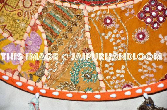 Vintage Patchwork 17" Floor Pillow Cushion Bohemian Embroidered Pouf Bean Bag