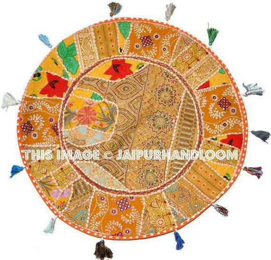 Vintage Patchwork 17" Floor Pillow Cushion Bohemian Embroidered Pouf Bean Bag