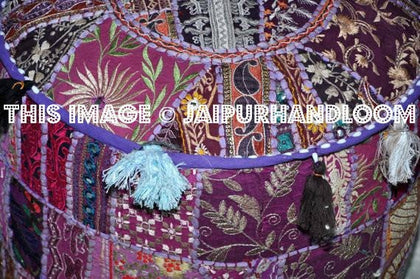 Vintage Patchwork Indian Pouf-Jaipur Handloom