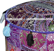 Vintage Patchwork Indian Pouf-Jaipur Handloom