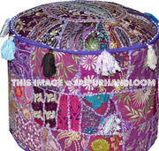 Vintage Patchwork Indian Pouf-Jaipur Handloom