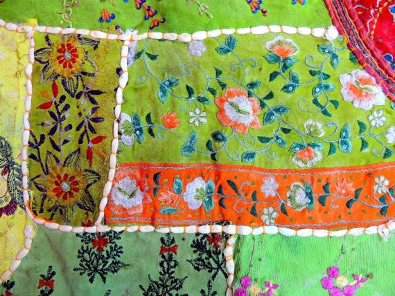 Vintage embroidered bed cover Camel applique patchwork bedding Blanket-Jaipur Handloom