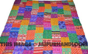 Vintage indian sari quilt, Twin kantha quilt, kantha sari throw-Jaipur Handloom