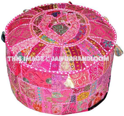 Vintage pouf ottoman-Jaipur Handloom