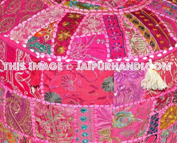 Vintage pouf ottoman-Jaipur Handloom