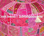 Vintage pouf ottoman-Jaipur Handloom
