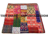 Vintage sari Quilt - Silk sari quilt kantha throw Bohemian Quilt