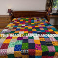 Vintage sari Quilt - Silk sari quilt kantha throw Bohemian Quilt