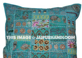 Vintage sari patchwork throw pillows for couch blue dining chair cushions-Jaipur Handloom