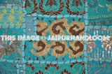 Vintage sari patchwork throw pillows for couch blue dining chair cushions-Jaipur Handloom