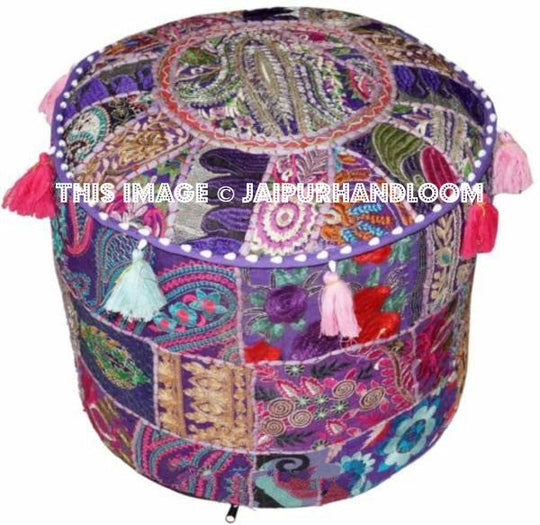 Wagga Pouffe - 18X13 inches-Jaipur Handloom
