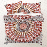 Washed Cotton Orange Medallion Duvet Covers Boho Duvet Cover Set with Pillows-Jaipur Handloom