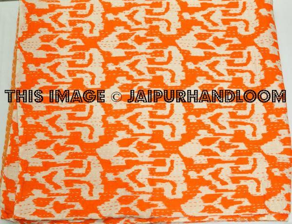 Wedding Gift Queen Ikat Quilt, Kantha Quilt, Ikat Bedspread, Queen Quilt, Kantha Bedspread, Ikat Bedding, Queen Bedding, Queen Bed Cover-Jaipur Handloom